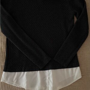 89th & Madison Charcoal Sweater with White Collar